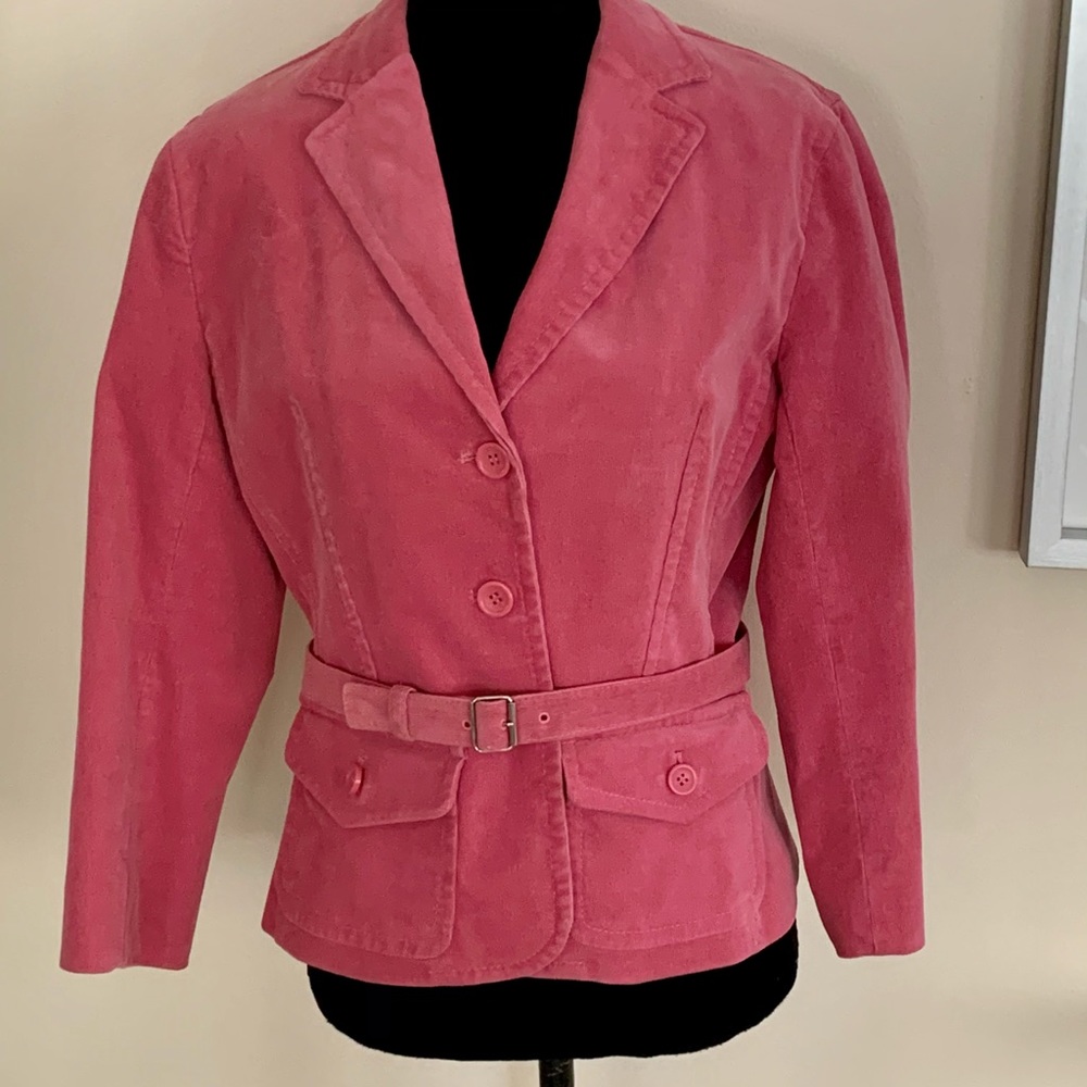Pink corduroy jacket with belt sz 8